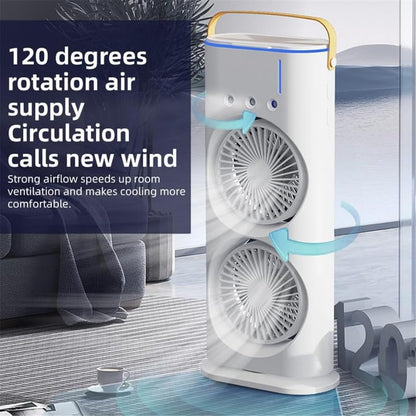 Portable Cooler - Double Ended Spray Fan, Desk Fan with Mist Spray, Travel Cooler Fan, Water Misting Fan, USB Rechargeable Mini Desktop Table Cooling Fan for
